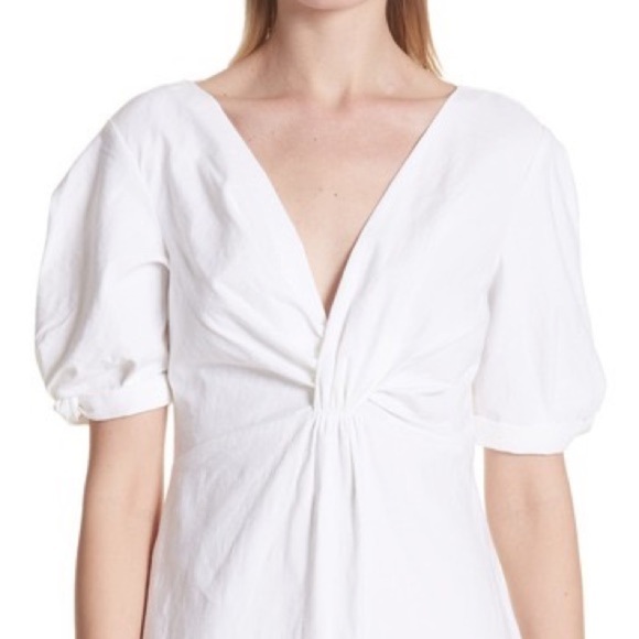 NWT‎ A.L.C. Mirren Twist-Front White Linen Mini Dress - Picture 2 of 14